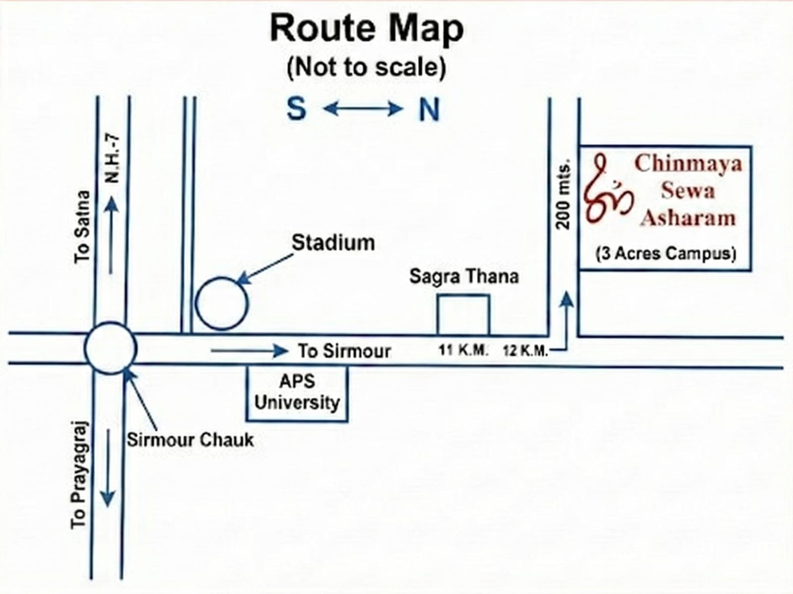 Route Map to Chinmaya Sewa Ashram